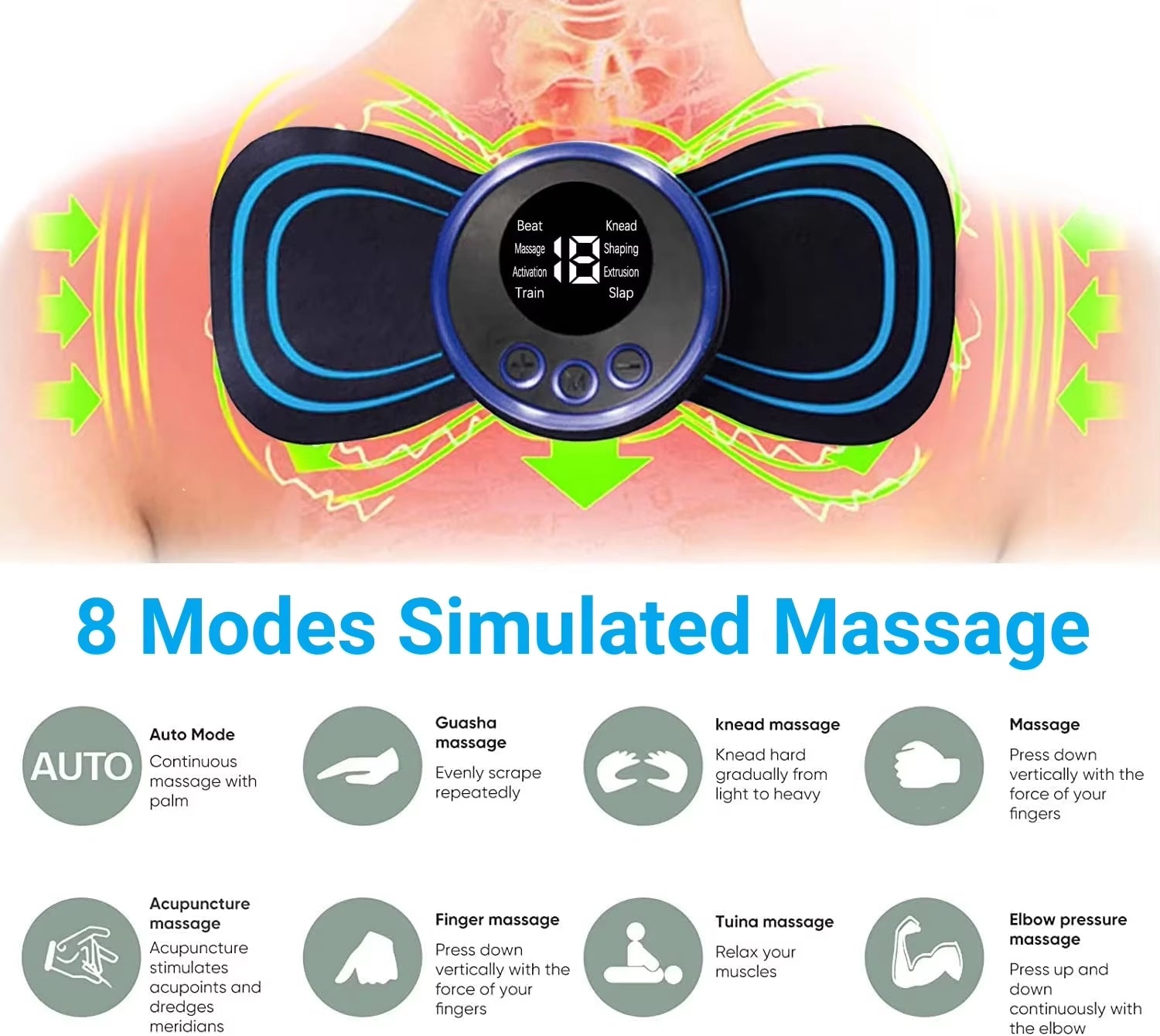 Neck Rechargeable Massager Electric Neck Massage EMS Cervical Vertebra Massage Patch for Shoulder Relaxation Gift