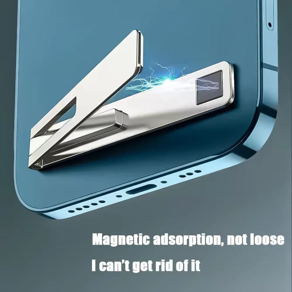 Invisible Ultra Thin Magnetic Mobile Phone Holder Stands Metal Alloy Foldable Cellphone Kickstand Desktop Tablet Bracket Support
