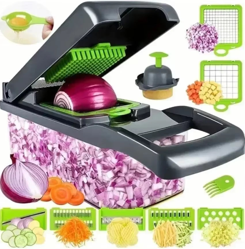 New 14/16 in 1 Multifunctional Vegetable Chopper Slicer Shredder with Basket Fruit Slicer Potato Shredder Carrot Grind Gadgets