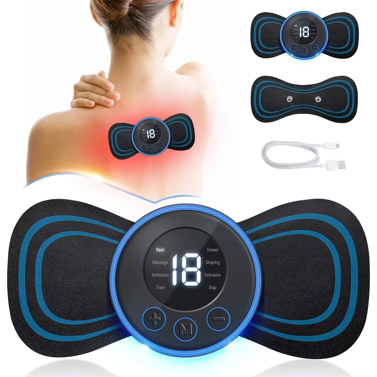 Neck Rechargeable Massager Electric Neck Massage EMS Cervical Vertebra Massage Patch for Shoulder Relaxation Gift