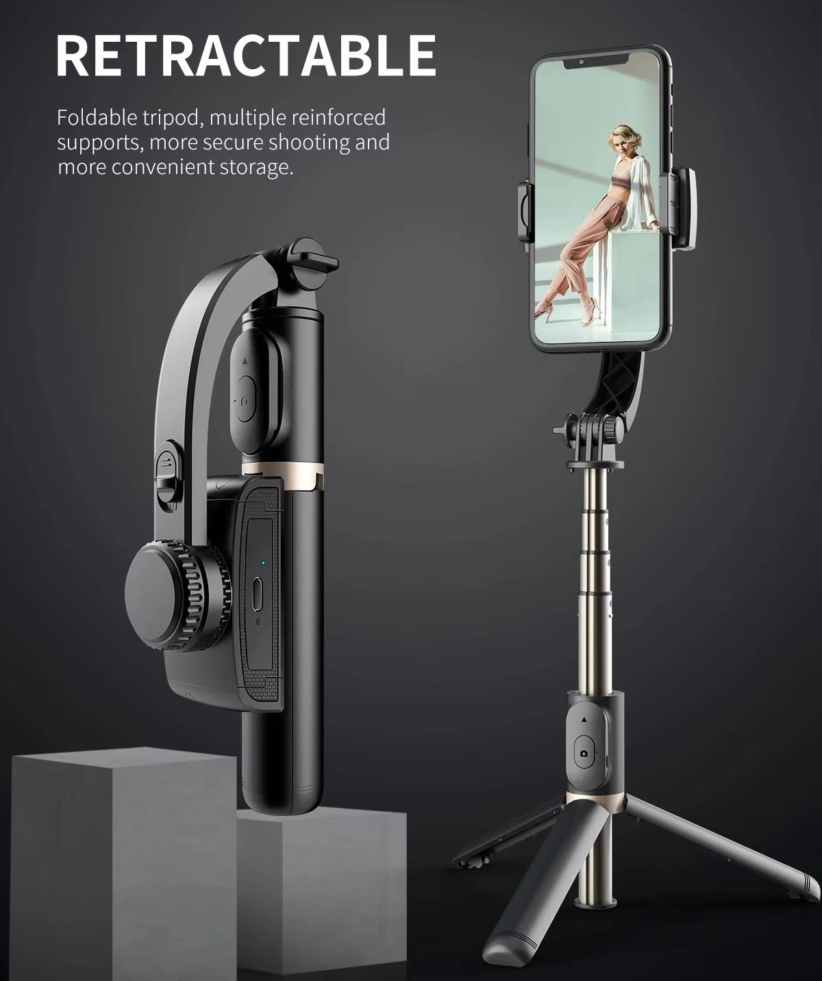 2023 NEW Phone Gimbal Stabilizer Wireless Bluetooth Selfie Stick Tripod Stabilizer Holder Bracket for Smartphone Live