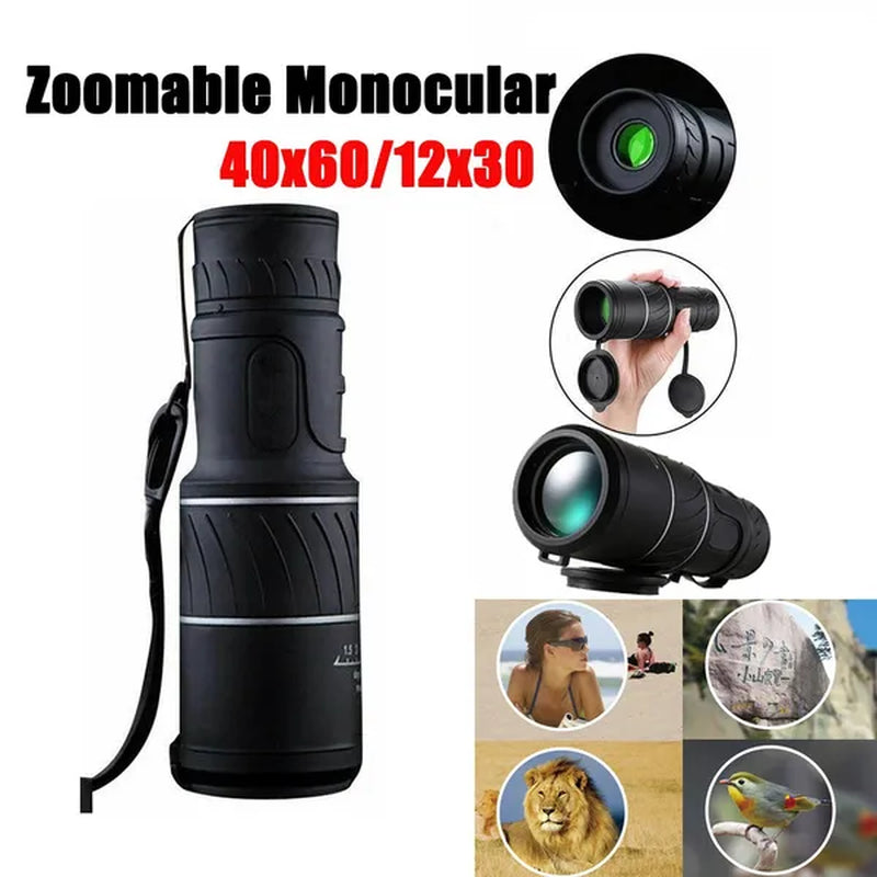 40X60/12X30 Zoomable Monocular HD Telescope Binoculars for Hunting Camping Hiking Travel Outdoor Sports