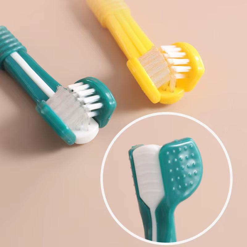 3-Sided Pet Toothbrush Dog Plastic Toothbrush Removing Bad Breath Tartar Cleaning Mouth Pet Dental Care Cat Cleaning Mouth
