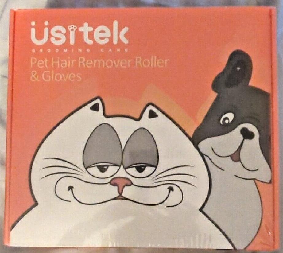 Usitek Grooming Care Pet Hair Remover Roller and Pet Grooming Gloves, Deshedding