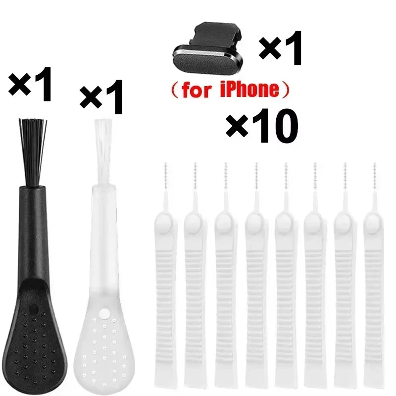 Mobile Phone Charging Port Dust Plug for Iphone 16 15 14 13 Pro Max Port Cleaner Kit Computer Keyboard Cleaner Tool Clean Brush