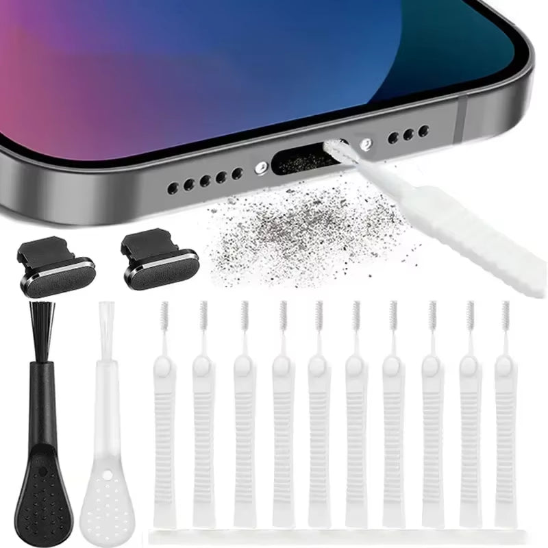 Mobile Phone Charging Port Dust Plug for Iphone 16 15 14 13 Pro Max Port Cleaner Kit Computer Keyboard Cleaner Tool Clean Brush