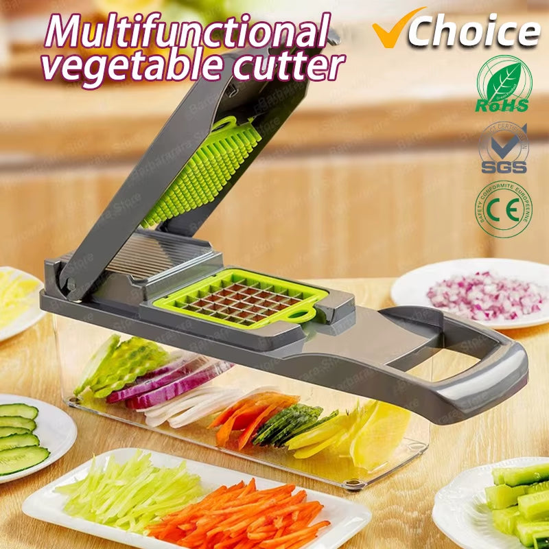 New 14/16 in 1 Multifunctional Vegetable Chopper Slicer Shredder with Basket Fruit Slicer Potato Shredder Carrot Grind Gadgets
