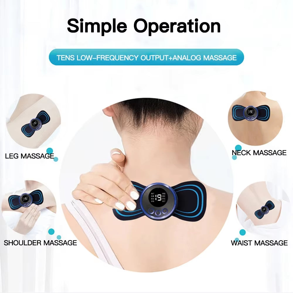 Neck Rechargeable Massager Electric Neck Massage EMS Cervical Vertebra Massage Patch for Shoulder Relaxation Gift