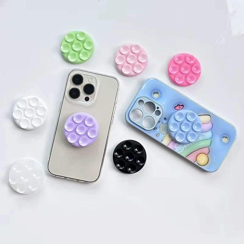 Round Silicone Suction Pad for Mobile Phone Samsung for Iphone Sticky Finger Grip Stand Sticker Suction Cup Phone Holder Griptok