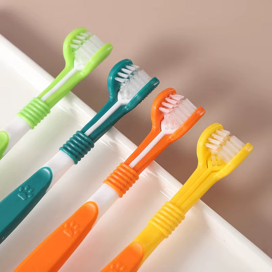 3-Sided Pet Toothbrush Dog Plastic Toothbrush Removing Bad Breath Tartar Cleaning Mouth Pet Dental Care Cat Cleaning Mouth